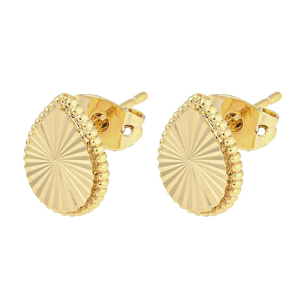 

PandaHall Brass Ear Studs, Teardrop, Real 18K Gold Plated, 11x8mm Brass Teardrop