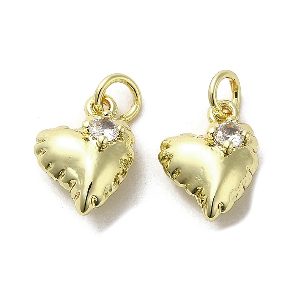 

PandaHall Rack Plating Brass Micro Pave Clear Cubic Zirconia Charms, Lead Free & Cadmium Free, Long-Lasting Plated, Heart Charms, Real 18K...