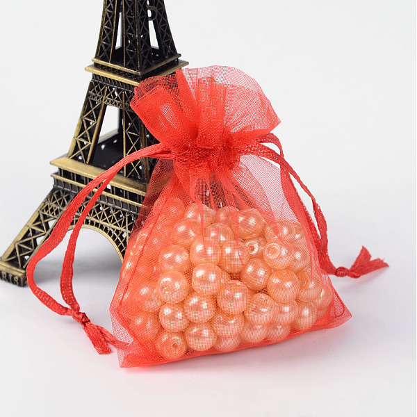 

PandaHall Organza Gift Bags with Drawstring, Jewelry Pouches, Wedding Party Christmas Favor Gift Bags, Red, 9x7cm Organza Rectangle Red