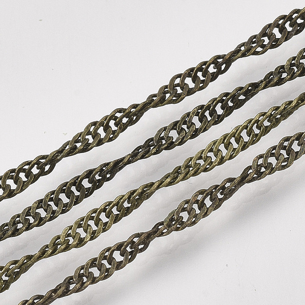 

PandaHall Soldered Brass Covered Iron Singapore Chains, Water Wave Chains, with Spool, Antique Bronze, 3x2x0.4mm, about 328.08 Feet...