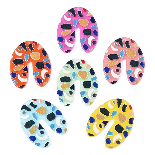 

PandaHall Translucent Cellulose Acetate(Resin) Pendants, 3D Printed, U Shape with Irregular Pattern, Mixed Color, 39x32.5x2.5mm, Hole: 1.5mm..., Multicolor