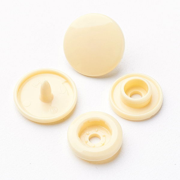 

PandaHall Resin Snap Fasteners, Raincoat Buttons, Flat Round, Beige, Cap: 12x6.5mm, Pin: 2mm, Stud: 10.5x3.5mm, Hole: 2mm, Socket: 10.5x3mm..., Yellow