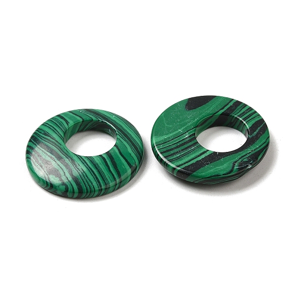 

PandaHall Synthetic Malachite Pendants, Donut/Pi Disc Charms, 27.5~28x4.5~5.5mm Malachite Donut