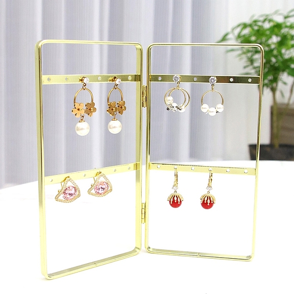 

PandaHall Foldale Iron Earring Display Rack, Jewelry Stand For Hanging Earrings, Rectangle, Golden, 5x170x160mm Iron Rectangle