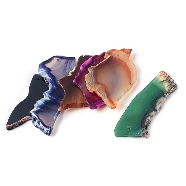 

PandaHall Natural Agate Gemstone Pendants, Dyed, Nuggets, Mixed Color, 40~80x20~45x3~4mm, Hole: 2mm Natural Agate Nuggets Multicolor