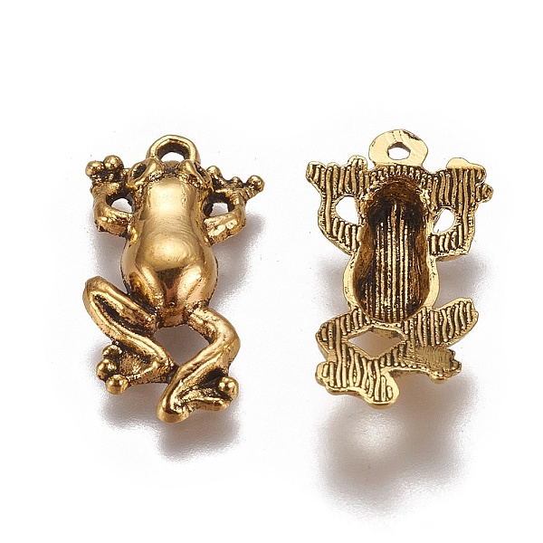 

PandaHall Metal Alloy Pendants, Cadmium Free & Lead Free, Frog, Antique Golden, 22x10x2mm, Hole: 2mm Alloy Frog