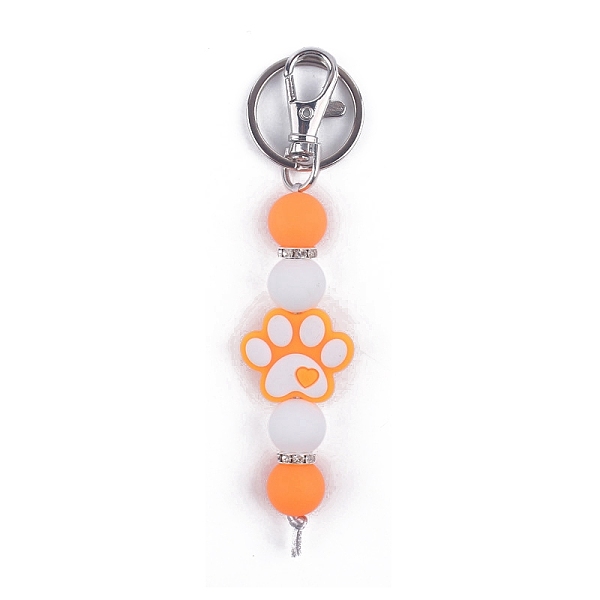 

PandaHall Round & Dog Paw Print Silicone Beaded Keychain, with Iron Findings, for Car Backpack Pendant Accessories, Sandy Brown, 11.5cm...