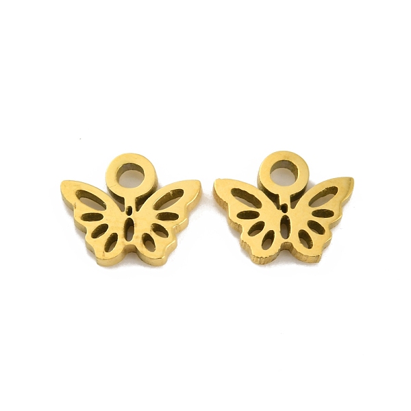 

PandaHall Ion Plating(IP) 304 Stainless Steel Charms, Laser Cut, Butterfly Charm, Real 18K Gold Plated, 6x7x1mm, Hole: 1.2mm 304 Stainless...