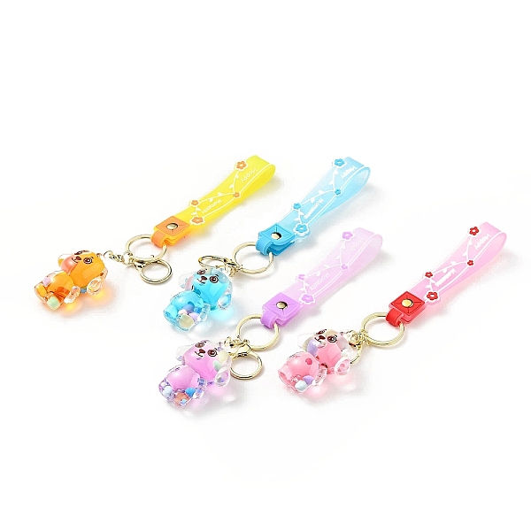 

PandaHall Dog Acrylic Pendant Keychain, with Light Gold Tone Alloy Lobster Claw Clasps, Iron Key Ring and PVC Plastic Tape, Mixed Color..., Multicolor
