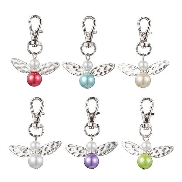 

PandaHall 5Pcs 5 Colors Fairy Shape Glass Pendant Decorations, with Antique SilverAlloy Swivel Lobster Claw Clasps, Mixed Color, 55mm..., Multicolor