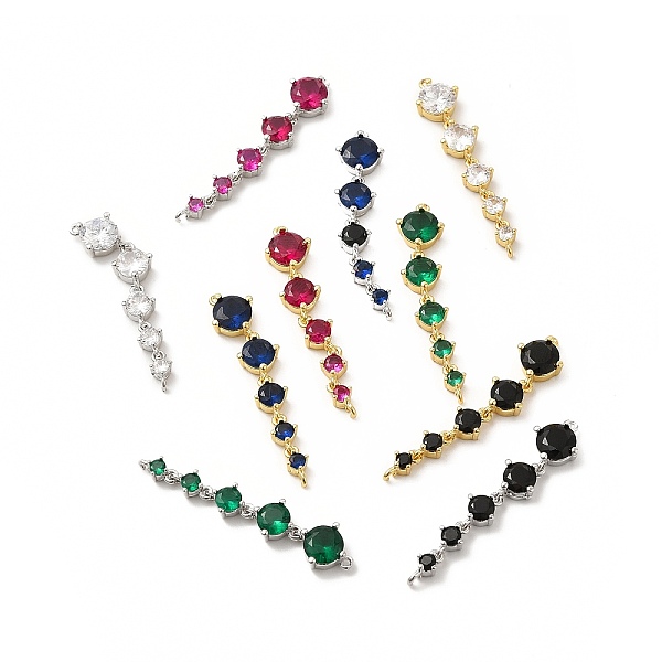 

PandaHall Rack Plating Brass Pave Cubic Zirconia Connector Charms, Cadmium Free & Lead Free, Five Flat Round Links, Mixed Color..., Multicolor
