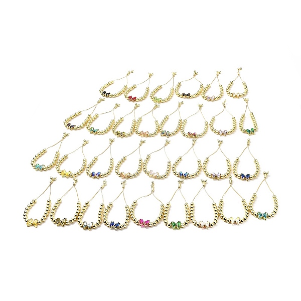 

PandaHall Rack Plating Brass Round Bead Slider Bracelets for Women, Long-Lasting Plated Glass Butterfly Adjustable Bracelets, Nickel Free &..., Multicolor