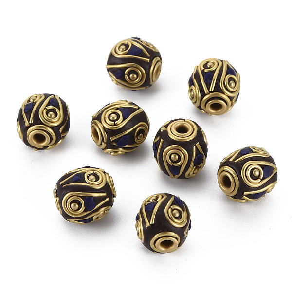 

PandaHall Polymer Clay Handmade Indonesia Beads, with Brass Findings, Barrel, Golden, Coconut Brown, 11x10.5mm, Hole: 2mm Polymer Clay...