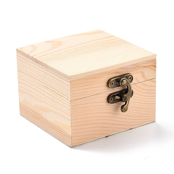 PandaHall Wooden Storage Boxes, Jewelry Boxes, with Iron Clasps, Square, BurlyWood, 9.9x9.1x6.5cm, Inner Diameter: 76x75mm Wood Square...