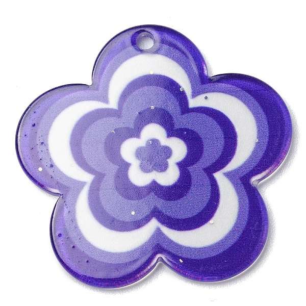 

PandaHall Acrylic Pendants with Glitter Powder, Flower, Medium Purple, 30.5x31.5x1.8mm, Hole: 1.8mm Acrylic Flower