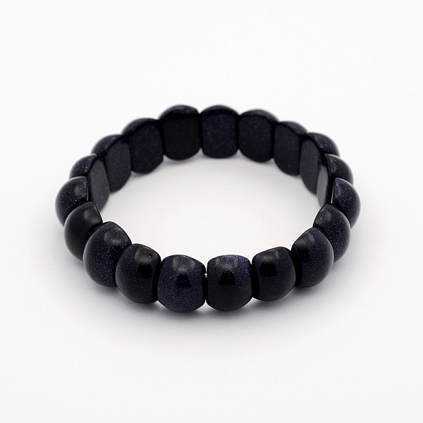 

PandaHall Synthetic Blue Goldstone Oval Bead Stretch Bracelets, 55~60mm Blue Goldstone