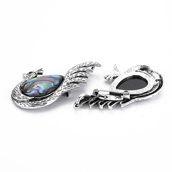 

PandaHall Natural Paua Shell Peacock Brooch, Alloy Lapel Pin with Loop for Backpack Clothes Pendant Jewelry, Cadmium Free & Lead Free...
