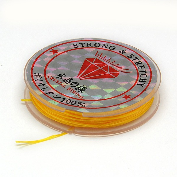 

PandaHall Flat Elastic Crystal String, String Cord Crystal Threads, Gold, 0.8mm, about 10.93 yards(10m)/roll Spandex Flat Gold
