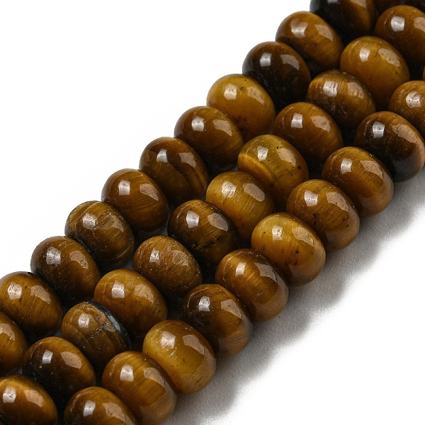 

PandaHall Natural Tiger Eye Beads Strands, Rondelle, Grade A, 6.5x4mm, Hole: 0.8mm, about 88pcs/strand, 15.16''(38.5cm) Tiger Eye Rondelle