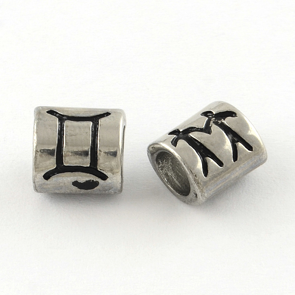 

PandaHall Smooth Surface 304 Stainless Steel European Bead, Large Hole Beads, Oval Constellation/Zodiac Sign Style, Gemini, 9x8.5x6.5mm...