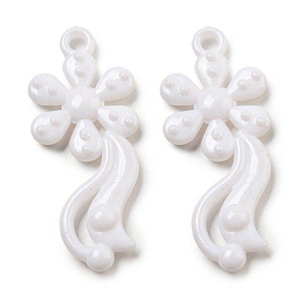 

PandaHall Opaque Acrylic Pendants, Flower Charms, White, 50x21x5mm, Hole: 3mm, about 308pcs/500g Acrylic Flower White