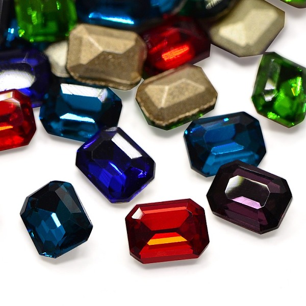 Faceted Rectangle K9 Glass Pointed Back Rhinestone Cabochons