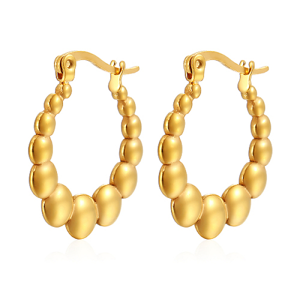 

PandaHall 304 Stainless Steel Hoop Earrings, Golden, 25x24mm Stainless Steel Oval