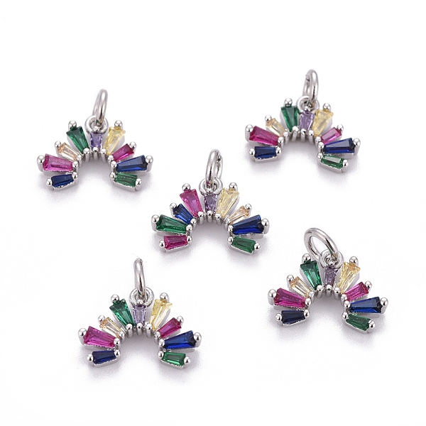 

PandaHall Brass Micro Pave Cubic Zirconia Charms, with Jump Rings, Rainbow, Colorful, Platinum, 10x13.5x2.5mm, Hole: 2.5mm Brass+Cubic...