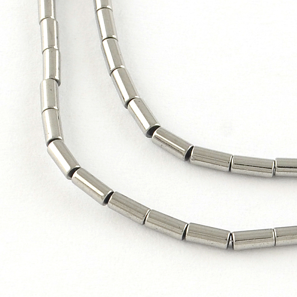 

PandaHall Column Electroplated Non-magnetic Synthetic Hematite Beads Strands, Platinum Plated, 4x2mm, Hole: 0.5mm, about 97pcs/strand, 15.7...