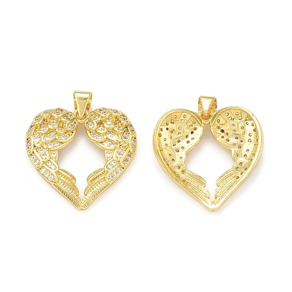 

PandaHall Rack Plating Brass Micro Pave Cubic Zirconia Pendants, Cadmium Free & Lead Free, Long-Lasting Plated, Real 18K Gold Plated, Heart..., Clear