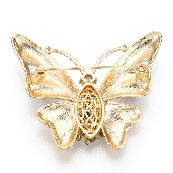 Natural Pearl & Glass Butterfly Brooches For Women