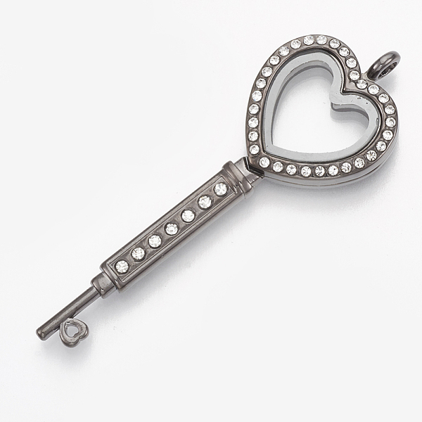 

PandaHall Alloy Magnetic Locket Big Pendants, with Rhinestone and Glass, Key, Crystal, Mixed Color, 72x24x7mm, Hole: 4mm, Inner Measure..., Multicolor