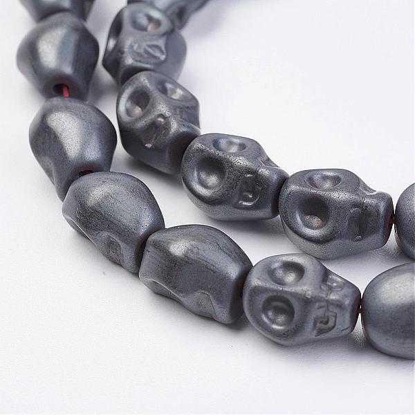 PandaHall Non-magnetic Synthetic Hematite Beads Strands, Frosted, Skull, 10x8x7.5mm, Hole: 1mm, about 39pcs/strand, 15.55 inch Non-magnetic...