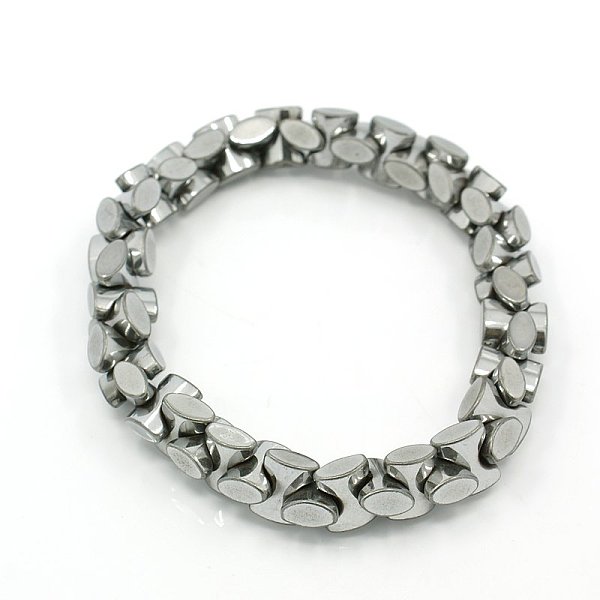 

PandaHall Fashion Non-Magnetic Synthetic Hematite Stretchy Bracelets, Silver, 47mm Non-magnetic Hematite Silver