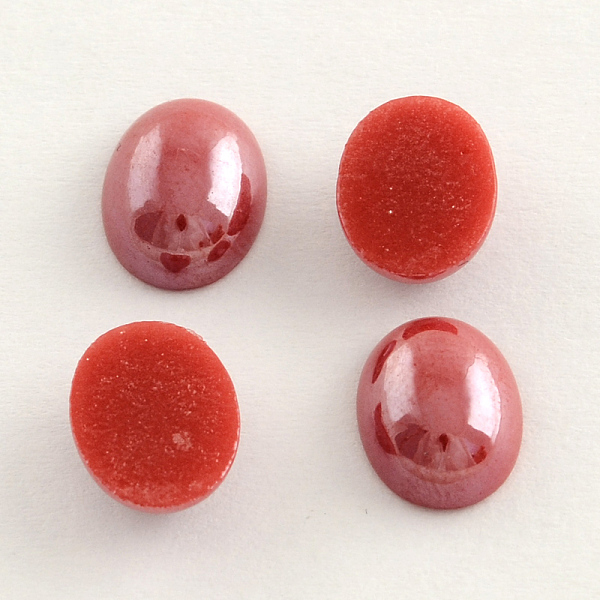 

PandaHall Pearlized Plated Opaque Glass Cabochons, Oval, FireBrick, 13x10x5mm Glass Oval Red
