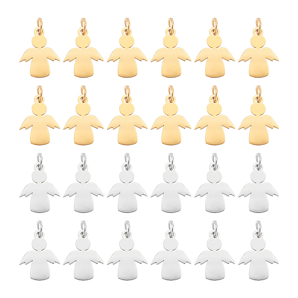 

PandaHall Unicraftale 12Pcs 2 Colors 201 Stainless Steel Pendants, Stamping Blank Tag Charms, with Unsoldered Jump Rings, Angel, Golden &...