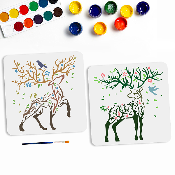 

PandaHall MAYJOYDIY US 1 Set PET Hollow Out Drawing Painting Stencils, for DIY Scrapbook, Photo Album, with 1Pc Art Paint Brushes, Deer...
