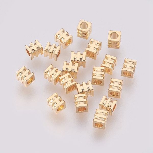 

PandaHall Brass Spacer Beads, Grooved Beads, Nickel Free, Real 18K Gold Plated, Cube, Golden, 3x3x3mm, Hole: 2mm Brass Cube