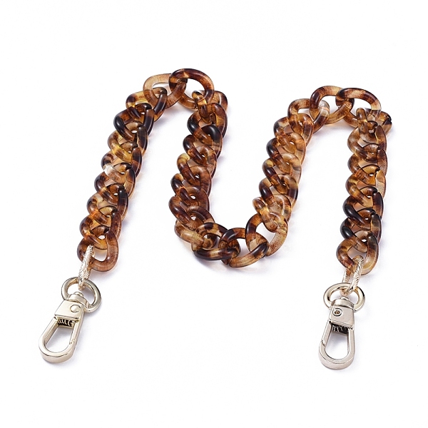 PandaHall Acrylic Curb Chains Purse Bag Handle, with Aluminum Links and Alloy Swivel Clasps, for Replacement Bag Accessories, Light Gold...
