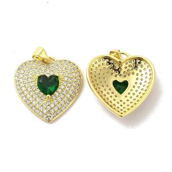 

PandaHall Brass Micro Pave Clear Cubic Zirconia Pendants, with Glass, Heart Charms, Golden, Dark Green, 22x22x6mm, Hole: 5x3.5mm Brass+Cubic...