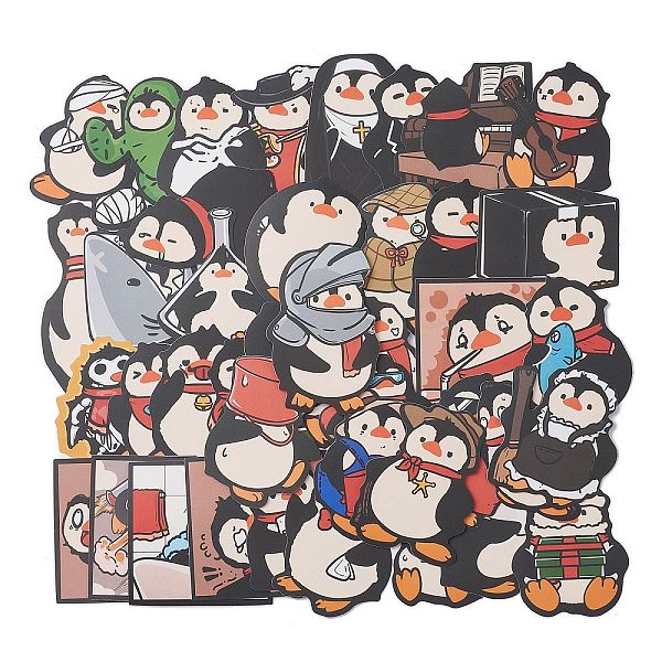 

PandaHall 50Pcs PVC Waterproof Cartoon Stickers, for Suitcase, Skateboard, Refrigerator, Helmet, Mobile Phone Shell, Penguin..., Multicolor