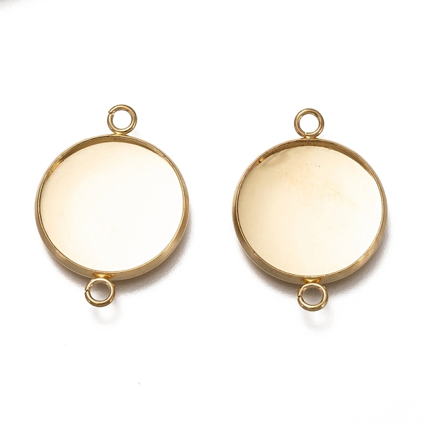 

PandaHall 304 Stainless Steel Cabochon Connector Settings, Plain Edge Bezel Cups, Flat Round, Real 18K Gold Plated, Tray: 18mm, 27.5x20x2mm...