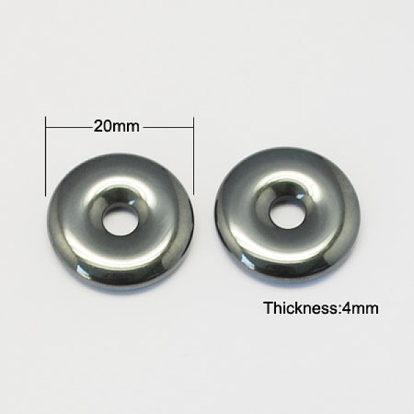 

PandaHall Non-magnetic Synthetic Hematite Pendants, Grade A, Donut/Pi Disc, Black, Donut Width: 7mm, 20x4mm, Hole: 6mm Non-magnetic Hematite...