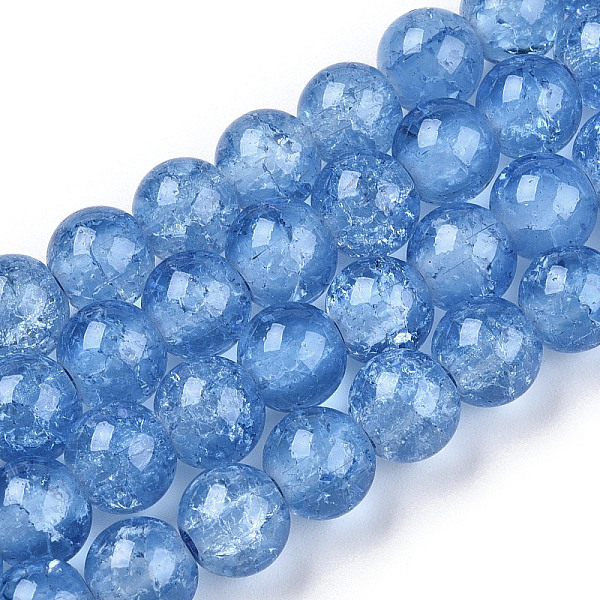 

PandaHall Baking Painted Crackle Glass Bead Strands, Round, Cornflower Blue, 8mm, Hole: 1.3~1.6mm, about 100pcs/strand, 31.4 inch Glass...