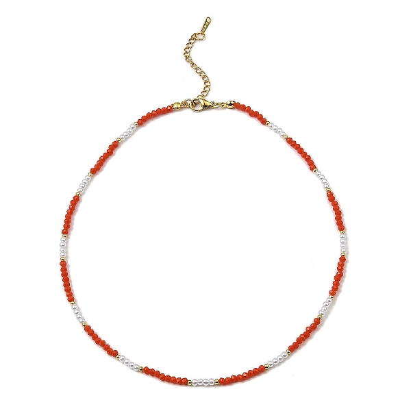 

PandaHall Glass Beaded Necklaces, Orange Red, 18.66 inch(47.4cm) Glass