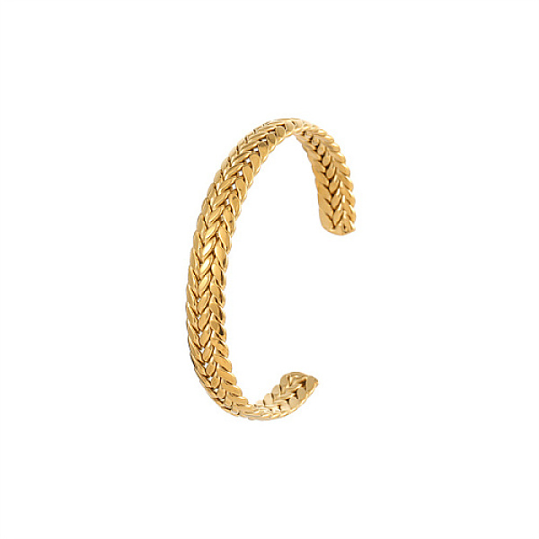 

PandaHall Stainless Steel Leaf Pattern Cuff Bangle, Golden, Wide: 9.8mm, Inner Diameter: 2-1/2 inch(6.2cm) Stainless Steel