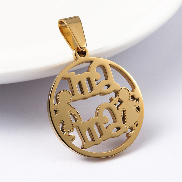 

PandaHall 304 Stainless Steel Pendants, Flat Round, Golden, 28x25x2mm, Hole: 9x4mm 304 Stainless Steel Flat Round
