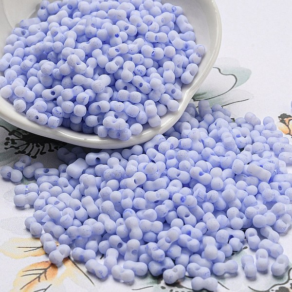 

PandaHall Macaron Color Opaque Frosted Glass Seed Beads, Peanut, Lavender, 6x3x3mm, Hole: 1.2mm, about 4000pcs/pound Glass Peanut Purple