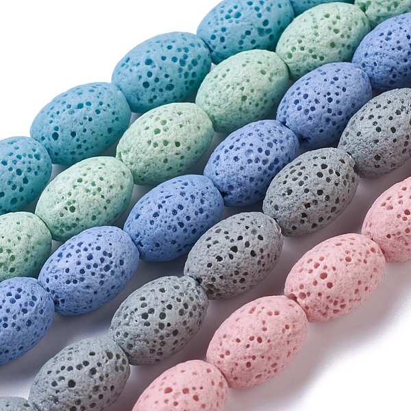 

PandaHall Natural Lava Rock Beads Strands, Dyed, Oval, Mixed Color, 12x8.5~9mm, Hole: 1.6mm, about 32~33pcs/strand, 15.5~15.7 inch..., Multicolor