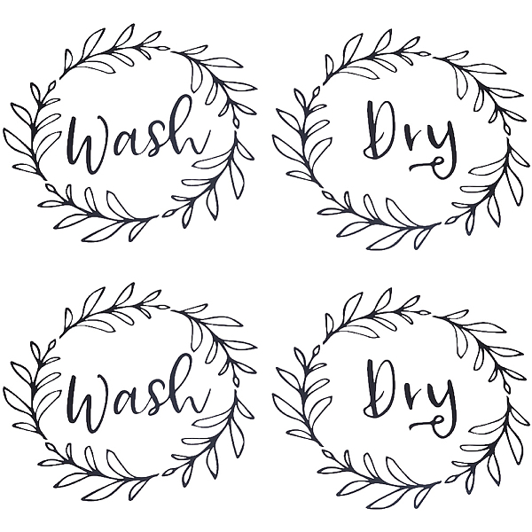 

PandaHall PVC Wash Dry Laundry Stickers, Waterproof Word Wash Dry Wall Decals for Washing Machine, Black, 602x285x0.1mm Plastic Word Black